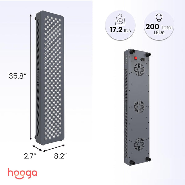 Full Body Red Light Therapy Panel, 200 Leds, 660Nm Red & 850Nm Near-Infrared Light, Built-In Timer, Door Hanging Kit