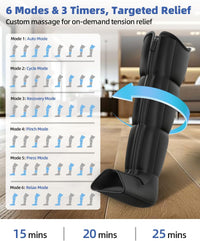 Leg Compression Massager, Full-Leg Compression Boots, Black Medium