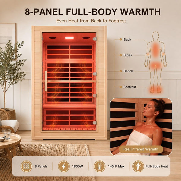 Infrared Sauna Built to Transform Home Recovery, 2000W Carbon Mica Panels, Canadian Hemlock, Smart Controls