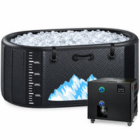 Cold Plunge Tub, 248 Gallon, 1 Horsepower, Heavy-Duty Ice Bath Tub for Athletes with Hot & Cold, Portable Inflatable Plunge Chiller with Water Treatment Kit, Immersion Therapy, Wifi (Black, 1 Set)