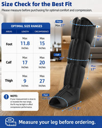 Leg Compression Massager, Full-Leg Compression Boots, Black Medium