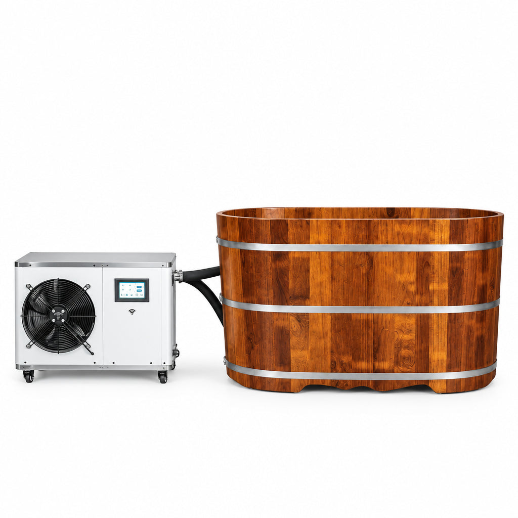 54" Indoor Cold Plunge Tub W/ 1.3 HP White Chiller – Rapid Cooling & Heating, Ozone Sanitation, Filter Circulation System, Wifi-Enabled & Remote Control via APP, Insulated Tub Cover
